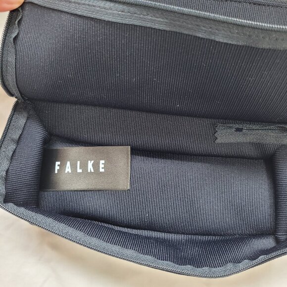 Falke Black Carrying Case Travel Bag 2 Pockets Logo Zippers 8 x 8 x 2 in Woven - Picture 4 of 11